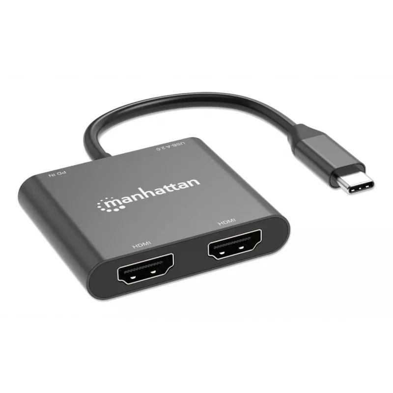 Πολυθύρες προσαρμογέας Manhattan 154321 USB Type-C σε 2 HDMI USB-A Power Delivery 100 W