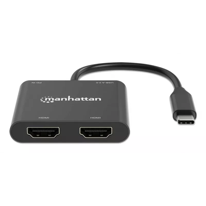 Πολυθύρες προσαρμογέας Manhattan 154321 USB Type-C σε 2 HDMI USB-A Power Delivery 100 W