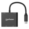 Πολυθύρες προσαρμογέας Manhattan 154321 USB Type-C σε 2 HDMI USB-A Power Delivery 100 W