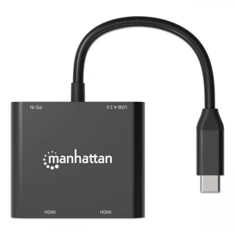 Πολυθύρες προσαρμογέας Manhattan 154321 USB Type-C σε 2 HDMI USB-A Power Delivery 100 W