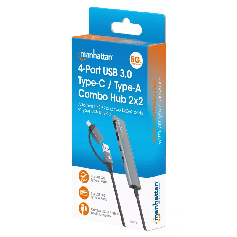 Dock/Hub USB-C & USB-A Combo Manhattan 4 Θύρες 5 Gbps Αλουμίνιο