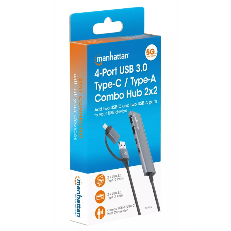 Dock/Hub USB-C & USB-A Combo Manhattan 4 Θύρες 5 Gbps Αλουμίνιο