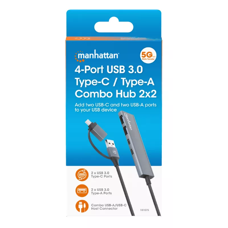 Dock/Hub USB-C & USB-A Combo Manhattan 4 Θύρες 5 Gbps Αλουμίνιο