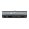 Manhattan 190404 φορητός σταθμός σύνδεσης 4 σε 1 USB-C PD σε HDMI, USB 3.2 Gen 2, 10 Gbit/s, 4K, 100 W PD, γκρι