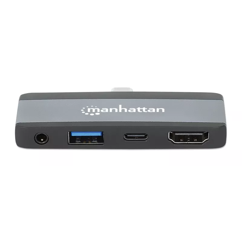 Manhattan 190404 φορητός σταθμός σύνδεσης 4 σε 1 USB-C PD σε HDMI, USB 3.2 Gen 2, 10 Gbit/s, 4K, 100 W PD, γκρι