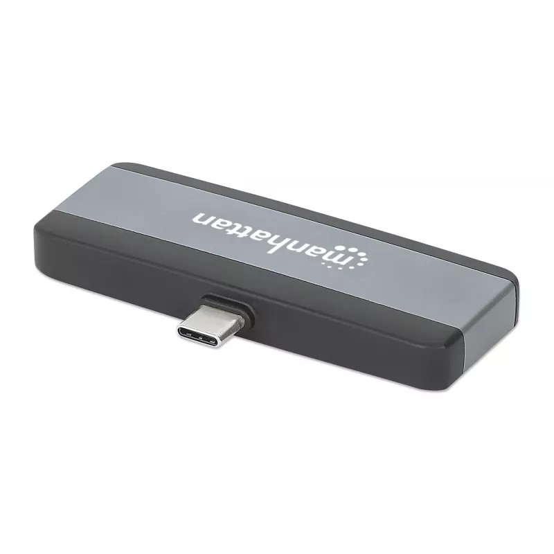 Manhattan 190404 φορητός σταθμός σύνδεσης 4 σε 1 USB-C PD σε HDMI, USB 3.2 Gen 2, 10 Gbit/s, 4K, 100 W PD, γκρι