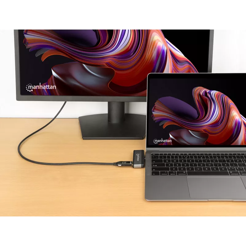Manhattan 190404 φορητός σταθμός σύνδεσης 4 σε 1 USB-C PD σε HDMI, USB 3.2 Gen 2, 10 Gbit/s, 4K, 100 W PD, γκρι