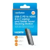 Manhattan 190404 φορητός σταθμός σύνδεσης 4 σε 1 USB-C PD σε HDMI, USB 3.2 Gen 2, 10 Gbit/s, 4K, 100 W PD, γκρι
