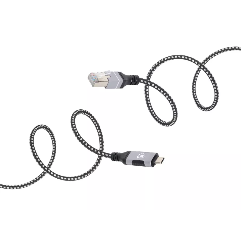Καλώδιο Manhattan USB-C σε Gigabit δικτύου Ethernet RJ45 2m μαύρο/ασημί