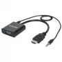 Καλώδιο μετατροπέα Manhattan HDMI σε VGA (με ήχο), 1080p, 30 cm, αρσενικό σε θηλυκό, είσοδος τροφοδοσίας Micro-USB για πρόσθετη τροφοδοσία όταν χρειάζεται, μαύρο, τρία χρόνια εγγύηση