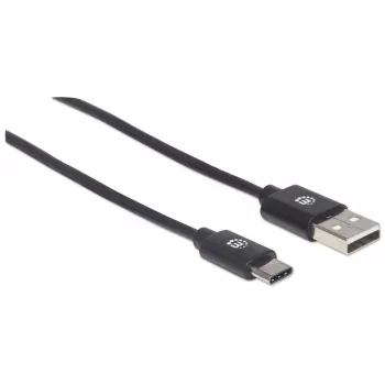 Καλώδιο Manhattan USB-C σε USB-A, 1 m, αρσενικό σε αρσενικό, μαύρο, 480 Mbit/s (USB 2.0), Hi-Speed USB, εφ' όρου ζωής εγγύηση, αντιστοιχεί σε USB2AC1M