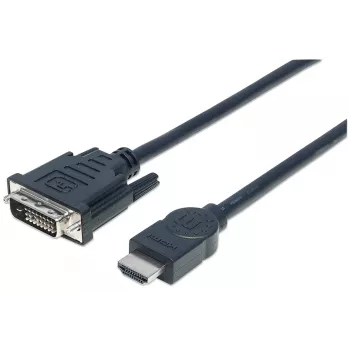 Καλώδιο Manhattan HDMI σε DVI-D 24+1, 3m, αρσενικό σε αρσενικό, μαύρο, Dual Link, συμβατό με DVD-D, εφ' όρου ζωής εγγύηση, αντιστοιχεί σε HDDVIMM3M
