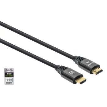 Καλώδιο HDMI Manhattan 8K@60Hz 1m Πλεκτό Βύσμα αρσενικό σε Βύσμα αρσενικό Μαύρο