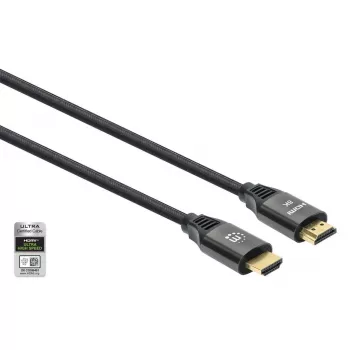 Καλώδιο HDMI με Ethernet Manhattan 8K@60Hz 2m Πλεκτό Βύσμα αρσενικό-Βύσμα αρσενικό Μαύρο