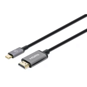 Καλώδιο Manhattan USB-C σε HDMI, 4K@60Hz, 1m, Μαύρο, Βύσμα αρσενικό σε Βύσμα αρσενικό, Τριετής εγγύηση, Αντιστοιχεί σε CDP2HD2MBNL
