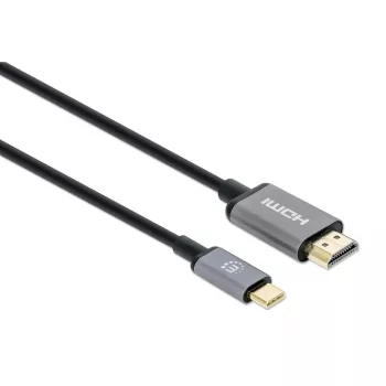Καλώδιο Manhattan USB-C σε HDMI, 4K@60Hz, 1m, Μαύρο, Βύσμα αρσενικό σε Βύσμα αρσενικό, Τριετής εγγύηση, Αντιστοιχεί σε CDP2HD2MBNL
