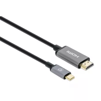 Καλώδιο Manhattan USB-C σε HDMI, 4K@60Hz, 2m, Μαύρο, Βύσμα αρσενικό σε Βύσμα αρσενικό, Τριετής εγγύηση, Αντιστοιχεί σε CDP2HD2MBNL