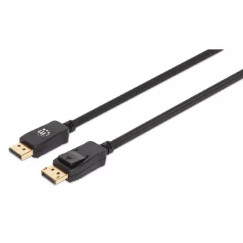 Καλώδιο Manhattan DisplayPort 1.4, 8K@60Hz, 3m, Πλεκτό καλώδιο, Βύσμα αρσενικό σε Βύσμα αρσενικό, Με ασφάλειες, Πλήρως θωρακισμένο, Μαύρο, Εφ' όρου ζωής εγγύηση, Αντιστοιχεί σε DP14MM3M