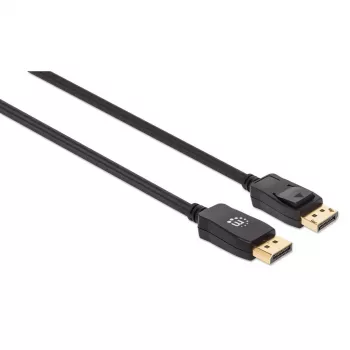 Καλώδιο Manhattan DisplayPort 1.4, 8K@60Hz, 3m, Πλεκτό καλώδιο, Βύσμα αρσενικό σε Βύσμα αρσενικό, Με ασφάλειες, Πλήρως θωρακισμένο, Μαύρο, Εφ' όρου ζωής εγγύηση, Αντιστοιχεί σε DP14MM3M