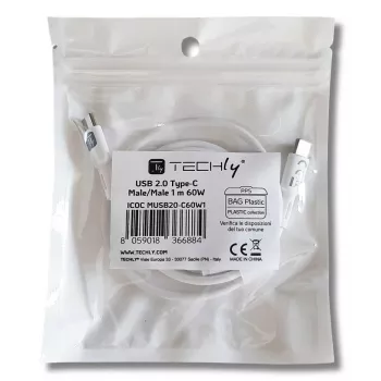 Techly ICOC-MUSB20-C60W1 Καλώδιο USB USB 2.0 1 m USB-C λευκό