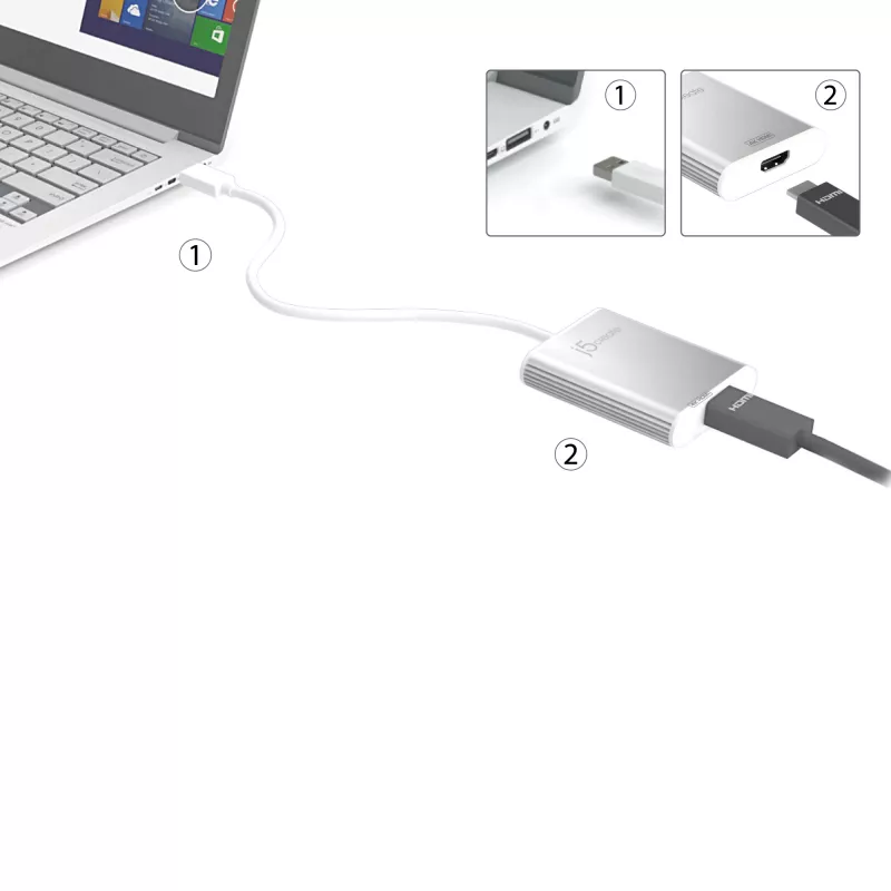 j5create JUA354 USB 3.0 σε 4K HDMI Προσαρμογέας οθόνης Ασημί