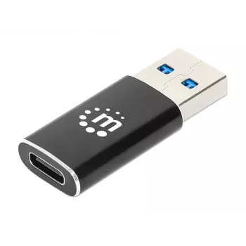 Προσαρμογέας Manhattan USB-C σε USB-A, υποδοχή θηλυκή σε βύσμα αρσενικό, 10 Gbit/s (USB 3.2 Gen2 aka USB 3.1), SuperSpeed+ USB, μαύρο, εφ' όρου ζωής εγγύηση