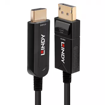 Lindy 20m Καλώδιο υβριδικό οπτικών ινών DisplayPort 1.2 σε HDMI 18G