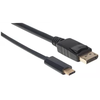Καλώδιο Manhattan USB-C σε DisplayPort, 4K@60Hz, 1 m, αρσενικό σε αρσενικό, μαύρο, μη αμφίδρομο, τρία χρόνια εγγύηση, αντίστοιχο με CDP2DP1MBD