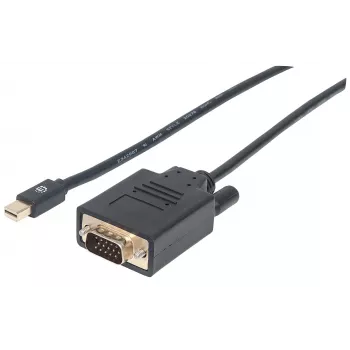 Καλώδιο Manhattan Mini DisplayPort 1.2a σε VGA, 1080@60Hz, ενεργό, 1,8m, αρσενικό σε αρσενικό, μαύρο, σακούλα