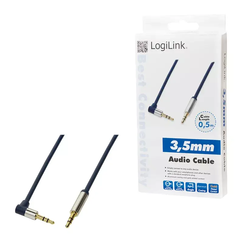 Καλώδιο ήχου LogiLink 3,5mm - 3,5mm 0,5m Μπλε