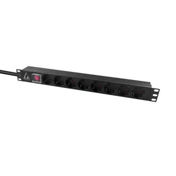 Πολύπριζο rack Lanview 19 ιντσών 1U 10A, 8x Schuko (LVR-2MSCH-SCH-C13-8)