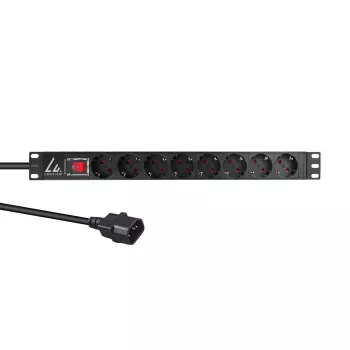 Πολύπριζο rack Lanview 19 ιντσών 1U 10A, 8x Schuko (LVR-2MSCH-SCH-C13-8)