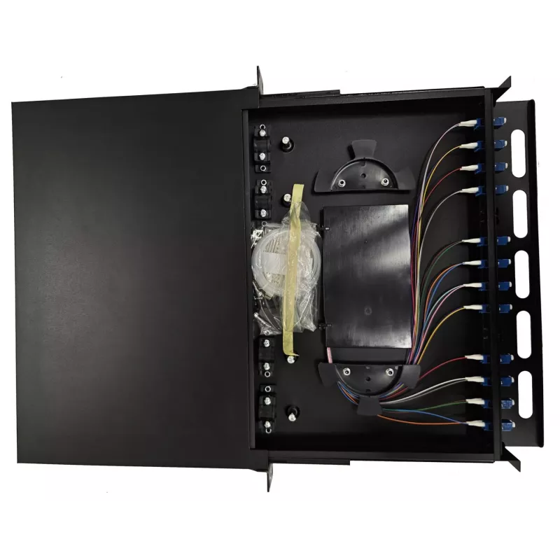 Πάνελ patch οπτικών ινών ODF συρόμενο Lanview LVO-101015, 1U, 24 ίνες, LC, SM OS2