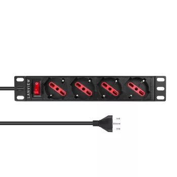 Πολύπριζο Lanview LVR-2MIT-SW-IT4 1U μαύρο καλώδιο 2m
