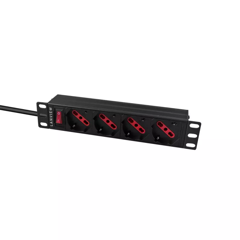 Πολύπριζο Lanview LVR-2MIT-SW-IT4 1U μαύρο καλώδιο 2m