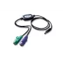 ATEN PS/2-σε-USB-Προσαρμογέας, 0,9 m, 2x 6-pol Mini-DIN, USB A, Βύσμα αρσενικό, Υποδοχή θηλυκή, Μαύρο