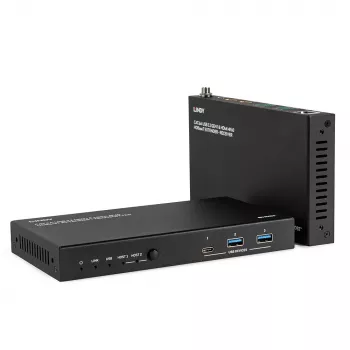 Πομποδέκτης δικτύου Lindy 100m Cat.6A 2 Host USB 3.2 Gen 1 & HDMI 4K60
