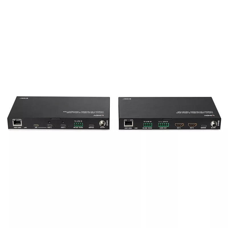 Πομποδέκτης δικτύου Lindy 100m Cat.6A 2 Host USB 3.2 Gen 1 & HDMI 4K60