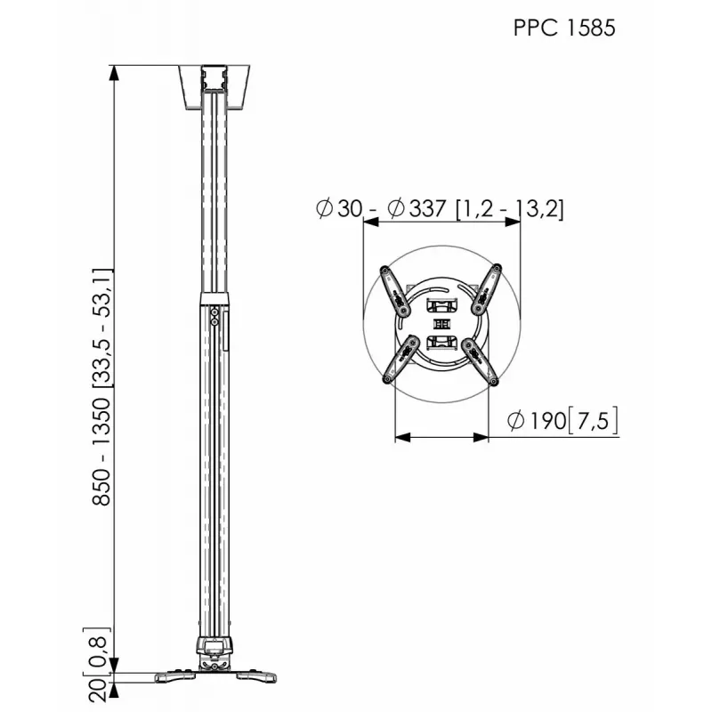 Βάση οροφής προβολέα Vogel's PPC 1585 Ασημί