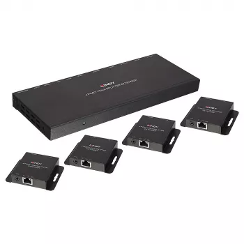 Πομπός & Δέκτης Lindy 70m Cat.6 4 Θυρών HDMI 4K30 και IR Splitter Extender με Loop Out