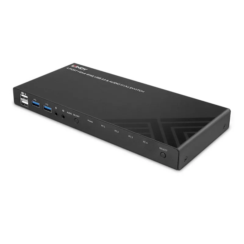 Lindy 4 Port HDMI 4K60, USB 3.0 και Ήχου Διακόπτης KVM