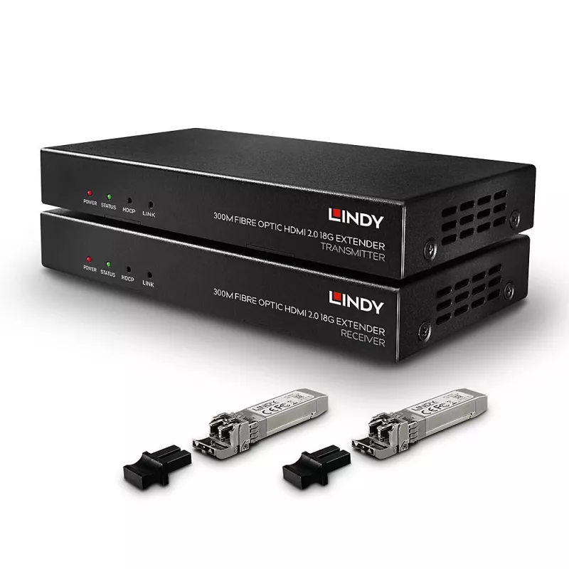 AV-πομπός & δέκτης Lindy 300m οπτικής ίνας HDMI 18G & IR-Extender