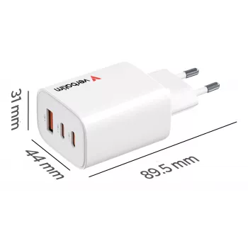 Verbatim Essentials GaN Φορτιστής 65W Βύσμα EU λευκό, Εσωτερικός χώρος, AC, 20 V, λευκό