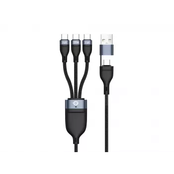 Conceptronic ETTA06B15C Καλώδιο γρήγορης φόρτισης και δεδομένων 3 σε 1 100 W 1,5 m, τριπλό USB-C, USB 2.0, E-Mark