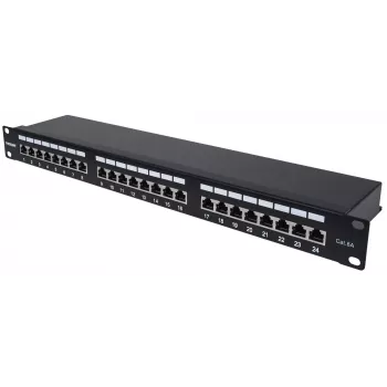 Intellinet Patch Panel, Cat6a, FTP, 24 θυρών, 1U, θωρακισμένο, 90° Top-Entry Λωρίδες LSA, μαύρο