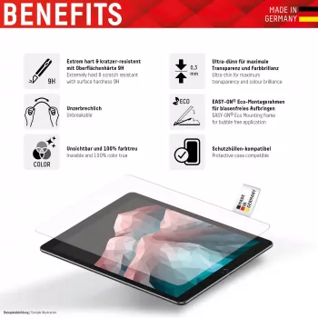 Displex Tablet Glass (9H) για Apple iPad Pro 11'' (1./2./3./4. Gen.)/Air (4./5. Gen.), Eco πλαίσιο τοποθέτησης, άθραυστο, εξαιρετικά λεπτό, αόρατο