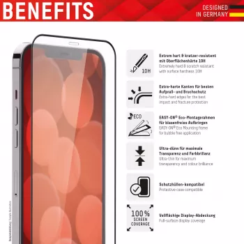 Displex Premium Displayschutzfolie (Full Cover, 10H) για Apple iPhone 13/13 Pro/14/16e/17e, Eco-Montagerahmen, Full Cover
