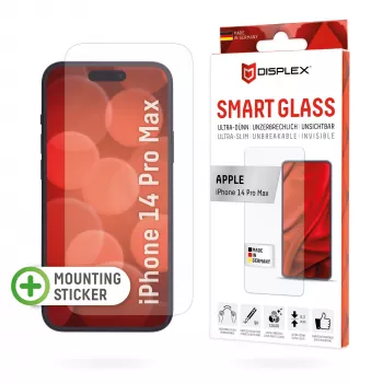 Displex Smart Glass (9H) για Apple iPhone 14 Pro Max, αυτοκόλλητο τοποθέτησης, άθραυστο, εξαιρετικά λεπτό, αόρατο