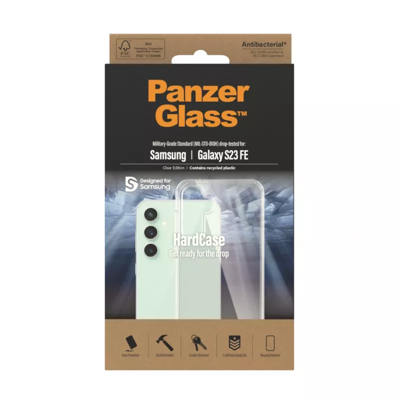 PanzerGlass HardCase 0459 για Samsung Galaxy S23 FE, αντιβακτηριακή, στρατιωτικών προδιαγραφών, ανακυκλωμένο TPU/πολυανθρακικό, διαφανής