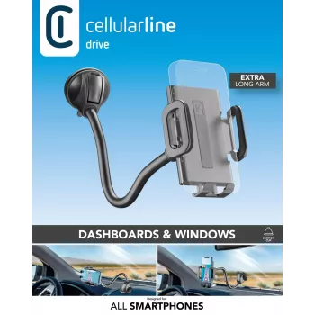 Sourcing Cellularline Hug Flexi XL καθολική παθητική βάση με βεντούζα για κινητά τηλέφωνα, μαύρο/γκρι